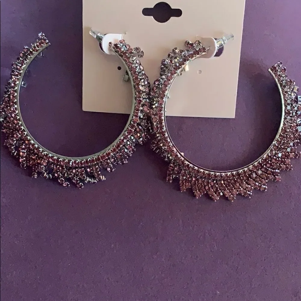 Rhinestone hoop earrings‎